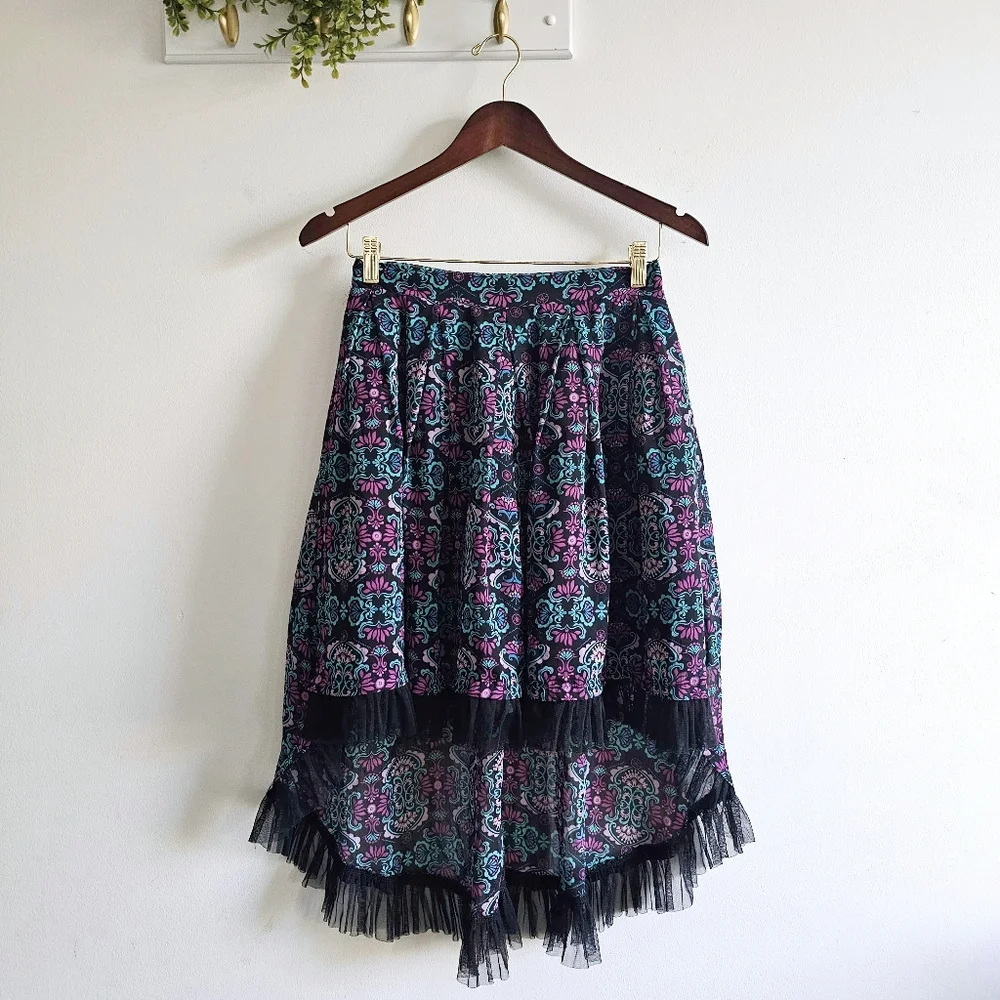 Disney Descendants 2 Skirt Evie Inspired Hi-Low Tulle Hem Floral Big Girl Size L